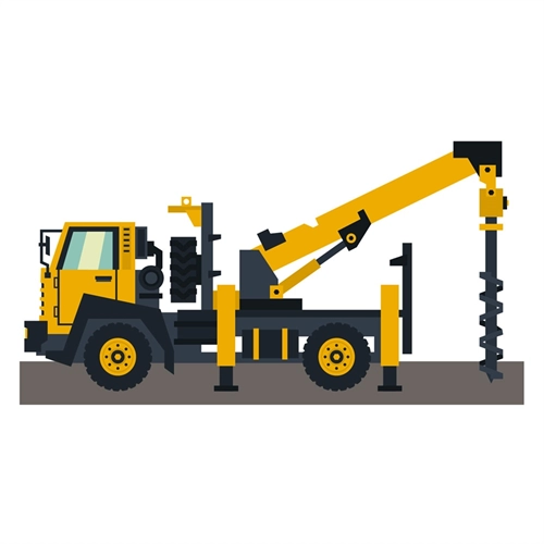 Construction Theme Drilling Rig Truck Transparent Sticker